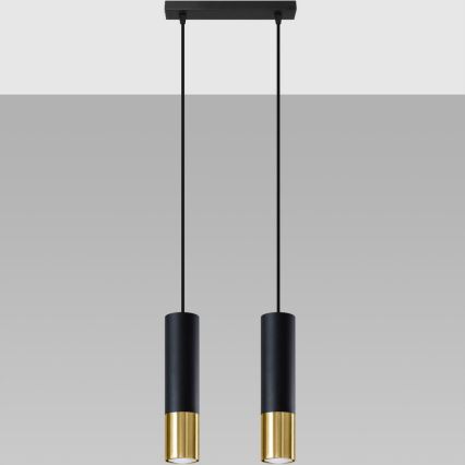Κρεμαστό φωτιστικό οροφής LOOPEZ 2xGU10/10W/230V μαύρο/χρυσαφί
