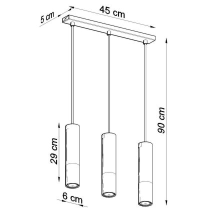 Κρεμαστό φωτιστικό οροφής LOOPEZ 3xGU10/10W/230V μαύρο/χρυσαφί