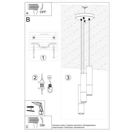Κρεμαστό φωτιστικό οροφής LOOPEZ 3xGU10/10W/230V στρογγυλό μαύρο/χρυσό