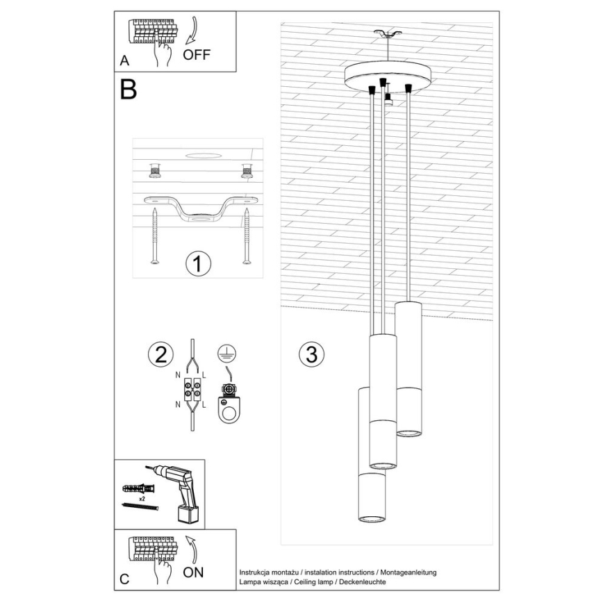 Κρεμαστό φωτιστικό οροφής LOOPEZ 3xGU10/10W/230V στρογγυλό μαύρο/χρυσό