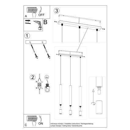 Κρεμαστό φωτιστικό οροφής VIZIER 3xG9/12W/230V μαύρο