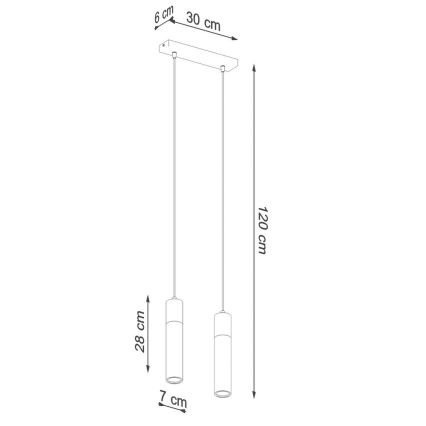 Κρεμαστό φωτιστικό οροφής ZANE 2xGU10/40W/230V τσιμέντο/Σημύδα/οξιά