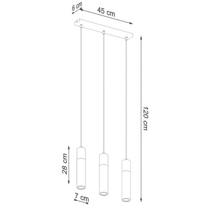 Κρεμαστό φωτιστικό οροφής ZANE 3xGU10/40W/230V τσιμέντο/Σημύδα/οξιά