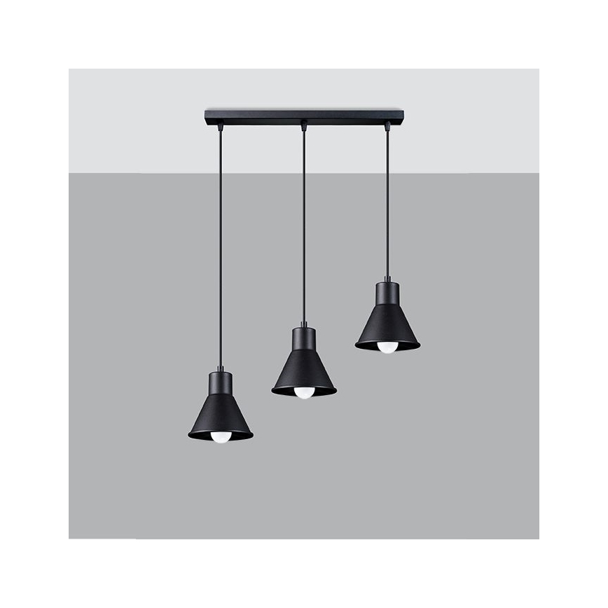 Πολύφωτο κρεμαστό ράγα TALEJA 3xE27/60W/230V μαύρο