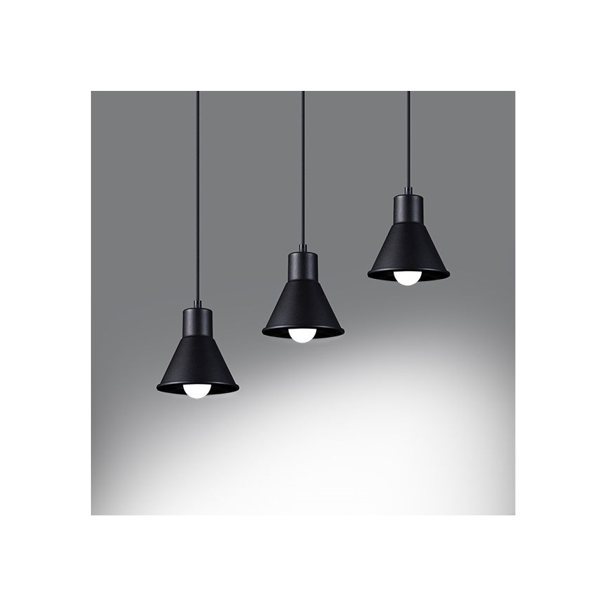 Πολύφωτο κρεμαστό ράγα TALEJA 3xE27/60W/230V μαύρο