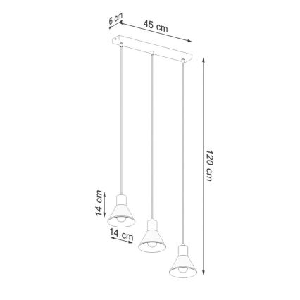 Πολύφωτο κρεμαστό ράγα TALEJA 3xE27/60W/230V μαύρο