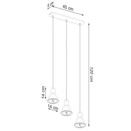 Πολύφωτο κρεμαστό ράγα TAZILA 3xES111/60W/230V λευκό