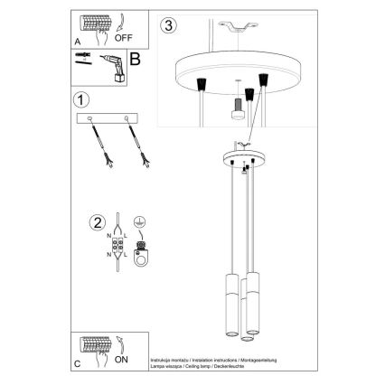 Κρεμαστό φωτιστικό οροφής PABLO 3xGU10/40W/230V λευκό/οξιά