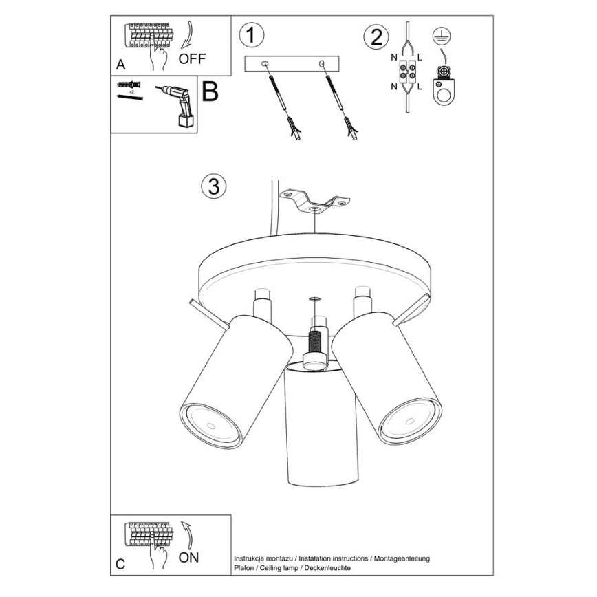 Φωτιστικό σποτ RING 3xGU10/10W/230V λευκό