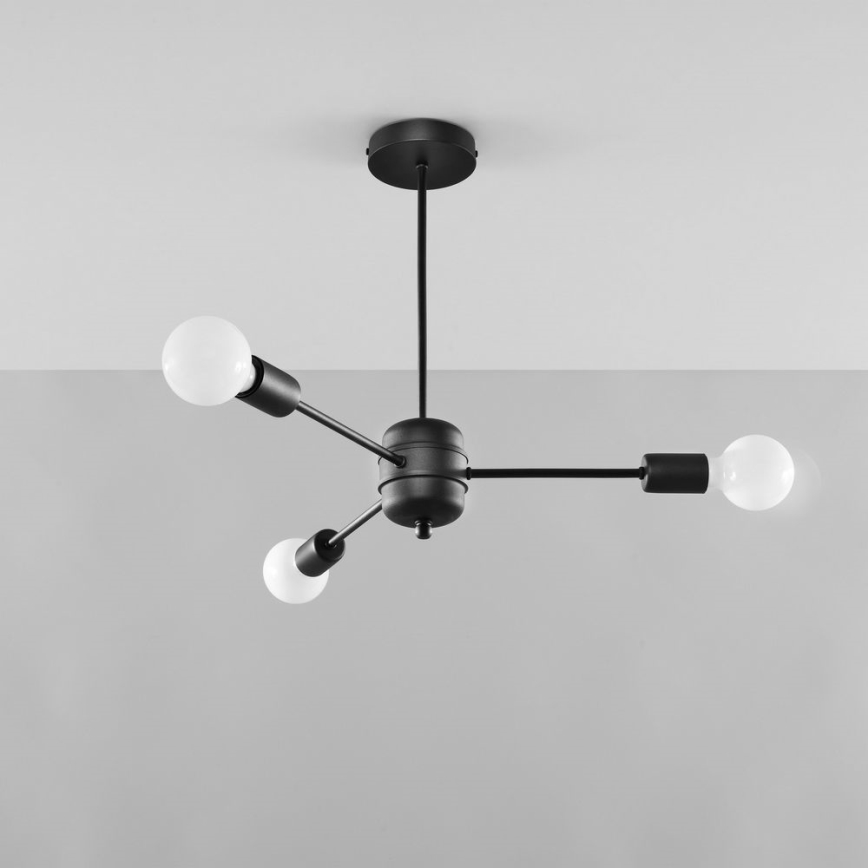 Κρεμαστό φωτιστικό οροφής LANGO 3xE27/60W/230V μαύρο