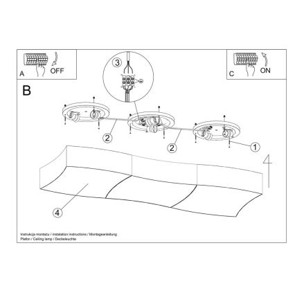 Φωτιστικό οροφής SQUARE 6xE27/60W/230V λευκό