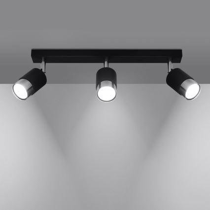 Φωτιστικό σποτ NERO 3xGU10/40W/230V μαύρο/γυαλιστερό χρώμιο