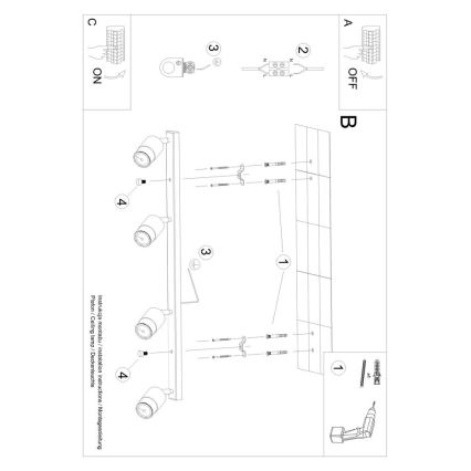 Φωτιστικό σποτ NERO 4xGU10/40W/230V μαύρο/γυαλιστερό χρώμιο