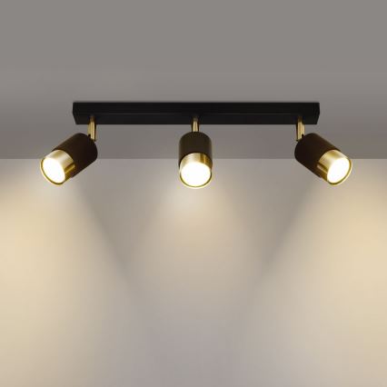 Φωτιστικό σποτ NERO 3xGU10/40W/230V μαύρο/χρυσαφί