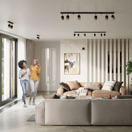Φωτιστικό σποτ NERO 3xGU10/40W/230V μαύρο/χρυσαφί