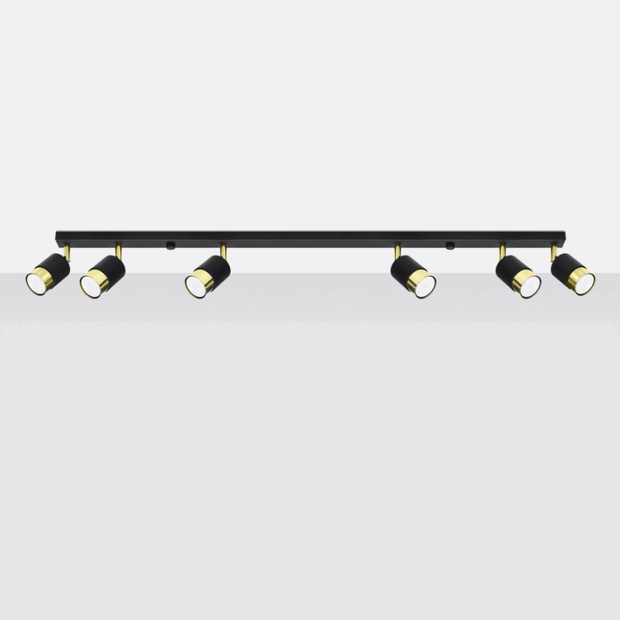 Φωτιστικό σποτ NERO 6xGU10/40W/230V μαύρο/χρυσαφί