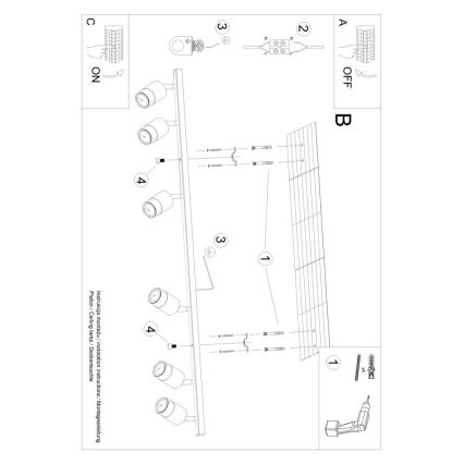 Φωτιστικό σποτ NERO 6xGU10/40W/230V μαύρο/χρυσαφί