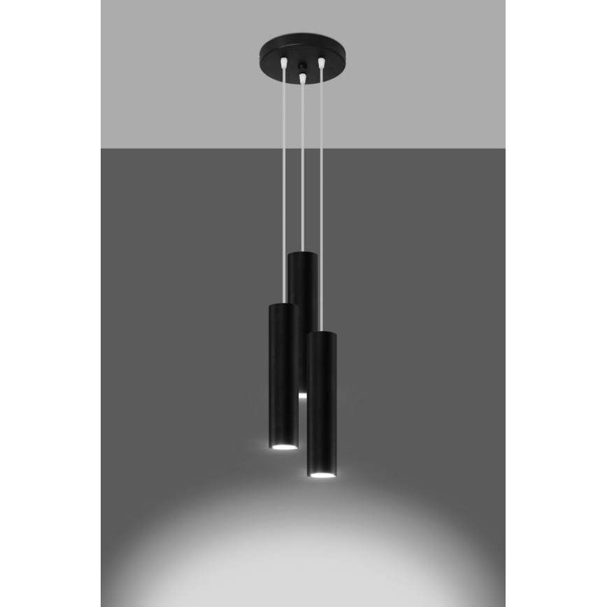 Κρεμαστό φωτιστικό οροφής LAGOS 3xGU10/10W/230V μαύρο