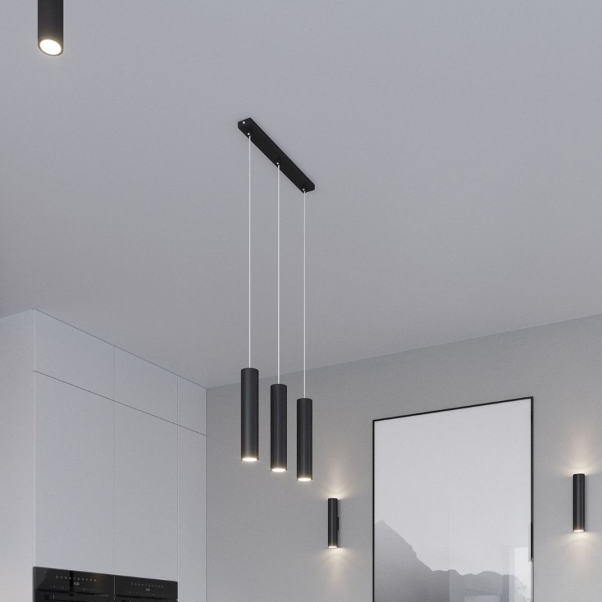 Κρεμαστό φωτιστικό οροφής LAGOS 3xGU10/10W/230V μαύρο