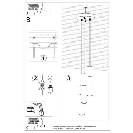 Κρεμαστό φωτιστικό BORGIO 3xGU10/40W/230V τσιμέντο/μέταλλο λευκό