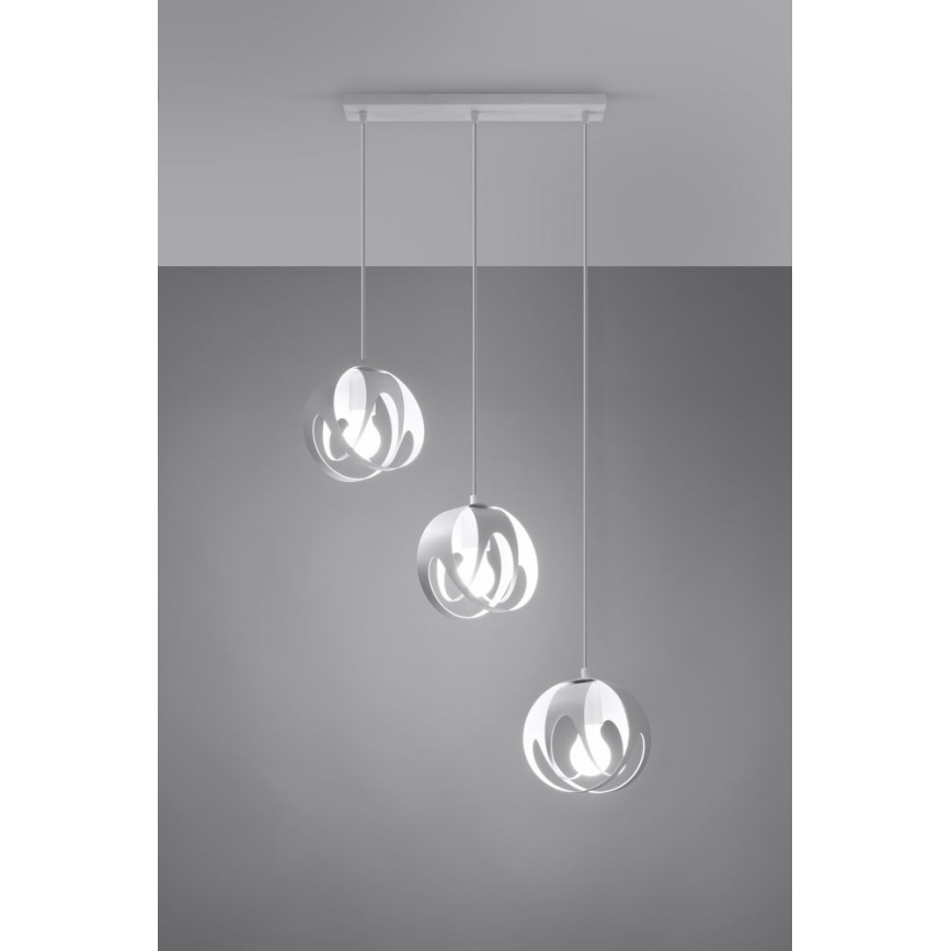 Πολύφωτο κρεμαστό ράγα TULOS 3xE27/60W/230V λευκό