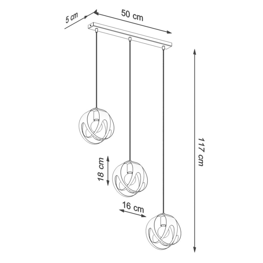 Πολύφωτο κρεμαστό ράγα TULOS 3xE27/60W/230V λευκό