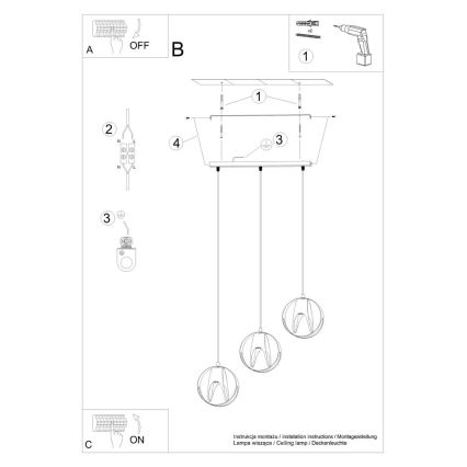 Πολύφωτο κρεμαστό ράγα TULOS 3xE27/60W/230V λευκό