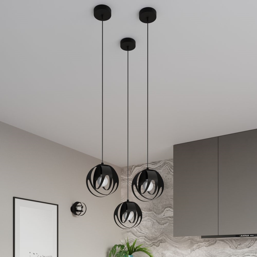 Κρεμαστό φωτιστικό οροφής TULOS 1xE27/60W/230V μαύρο