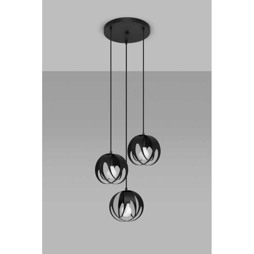 Πολύφωτο κρεμαστό TULOS 3xE27/60W/230V μαύρο