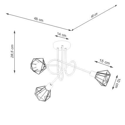 Κρεμαστό φωτιστικό ARTEMIS 3xE14/40W/230V μαύρο