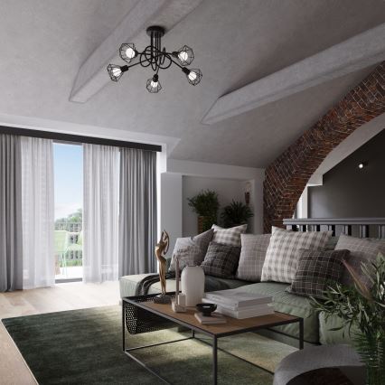 Φωτιστικό οροφής με βραχίονα ARTEMIS 5xE14/40W/230V μαύρο