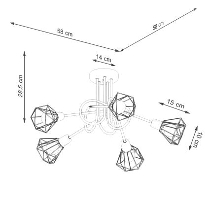 Φωτιστικό οροφής με βραχίονα ARTEMIS 5xE14/40W/230V μαύρο