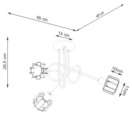 Φωτιστικό οροφής με βραχίονα BELUCI 3xE14/40W/230V μαύρο