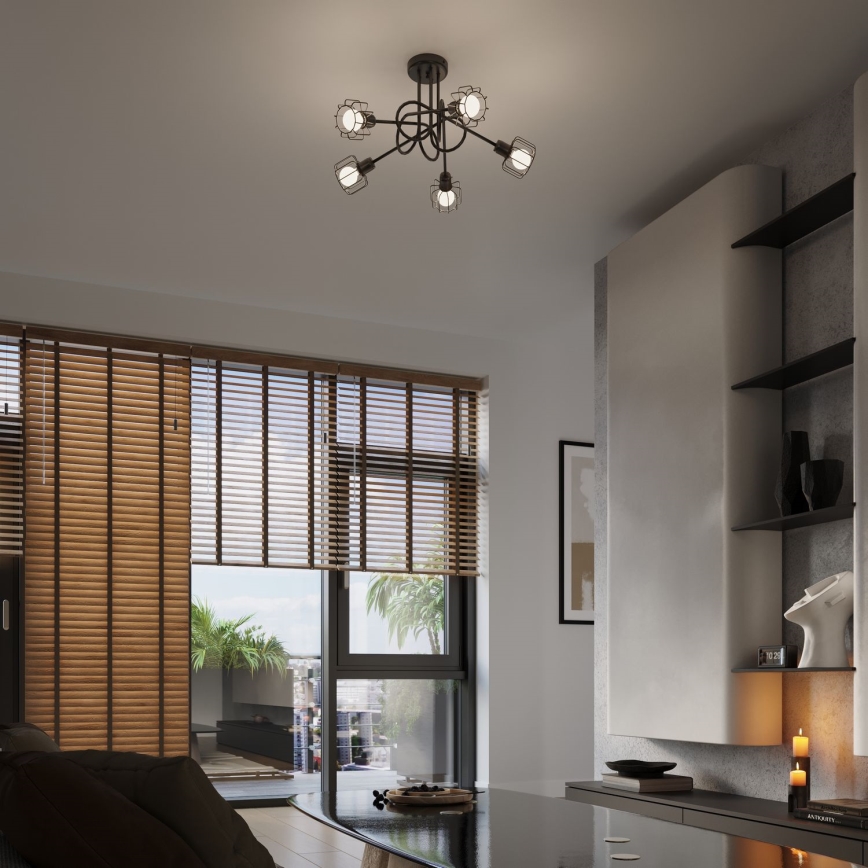 Φωτιστικό οροφής με βραχίονα BELUCI 5xE14/40W/230V μαύρο