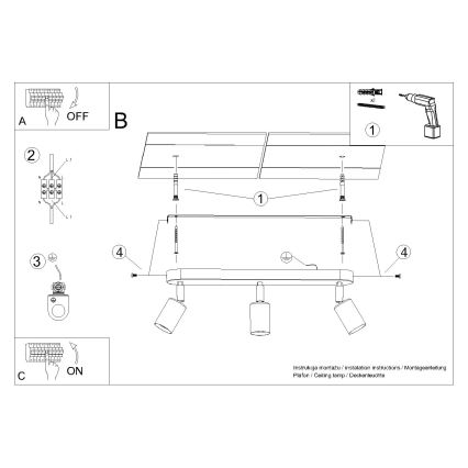 Φωτιστικό σποτ FORNES 3xE27/60W/230V μαύρο