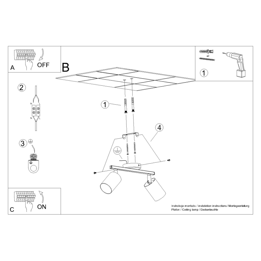 Φωτιστικό σποτ LEMMI 2xGU10/40W/230V μαύρο