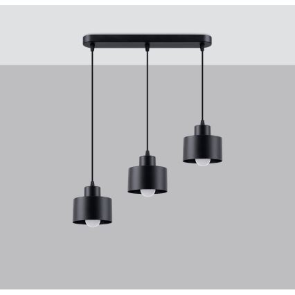 Κρεμαστό φωτιστικό οροφής ράγα SAVAR 3xE27/60W/230V μαύρο