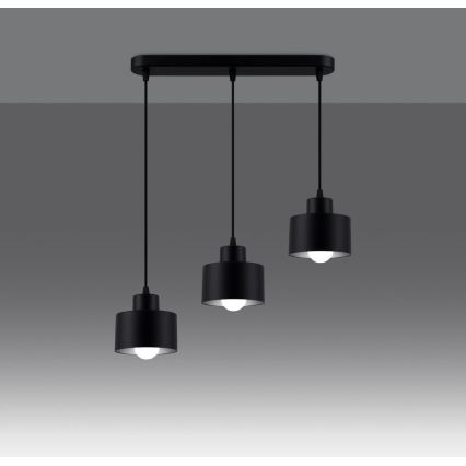Κρεμαστό φωτιστικό οροφής ράγα SAVAR 3xE27/60W/230V μαύρο