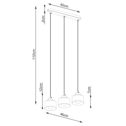 Κρεμαστό φωτιστικό οροφής ράγα SAVAR 3xE27/60W/230V μαύρο