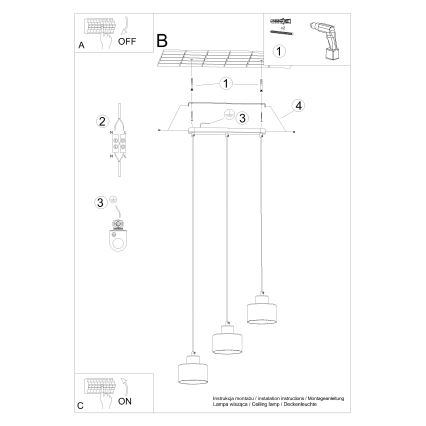 Κρεμαστό φωτιστικό οροφής ράγα SAVAR 3xE27/60W/230V μαύρο