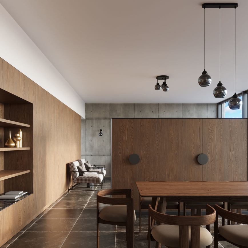 Φωτιστικό οροφής με βραχίονα ALINO 3xE27/60W/230V μαύρο