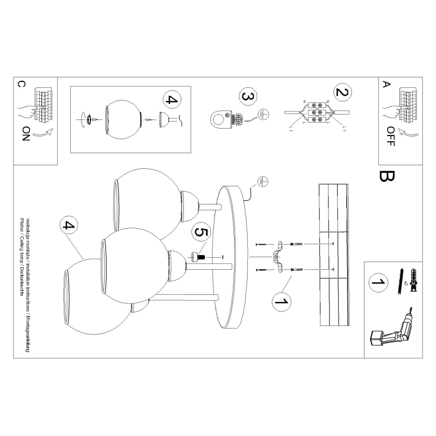 Φωτιστικό οροφής με βραχίονα ALINO 3xE27/60W/230V μαύρο
