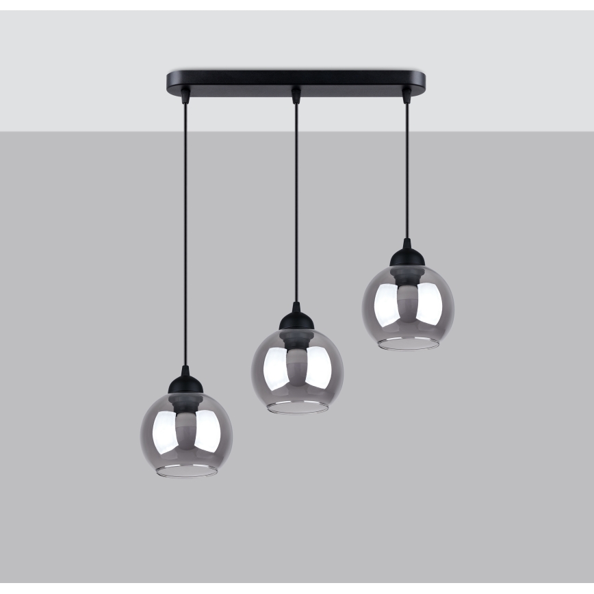 Φωτιστικό οροφής με καλώδιο ALINO 3xE27/60W/230V μαύρο