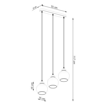 Κρεμαστό φωτιστικό οροφής ράγα ALINO 3xE27/60W/230V μαύρο