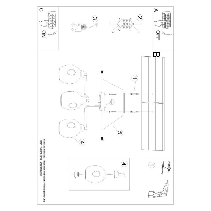 Κρεμαστό φωτιστικό FILLAN 3xE27/60W/230V μαύρο
