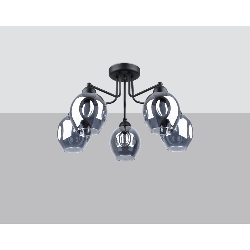 Κρεμαστό φωτιστικό FILLAN 5xE27/60W/230V μαύρο