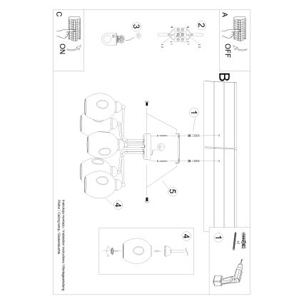 Κρεμαστό φωτιστικό FILLAN 5xE27/60W/230V μαύρο