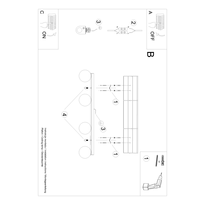 Φωτιστικό οροφής YOLI 4xG9/12W/230V λευκό