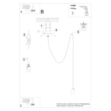 Κρεμαστό φωτιστικό οροφής NESO 1xE27/15W/230V spider τσιμέντο
