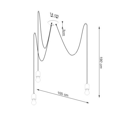 Κρεμαστό φωτιστικό οροφής NESO 3xE27/15W/230V spider τσιμέντο